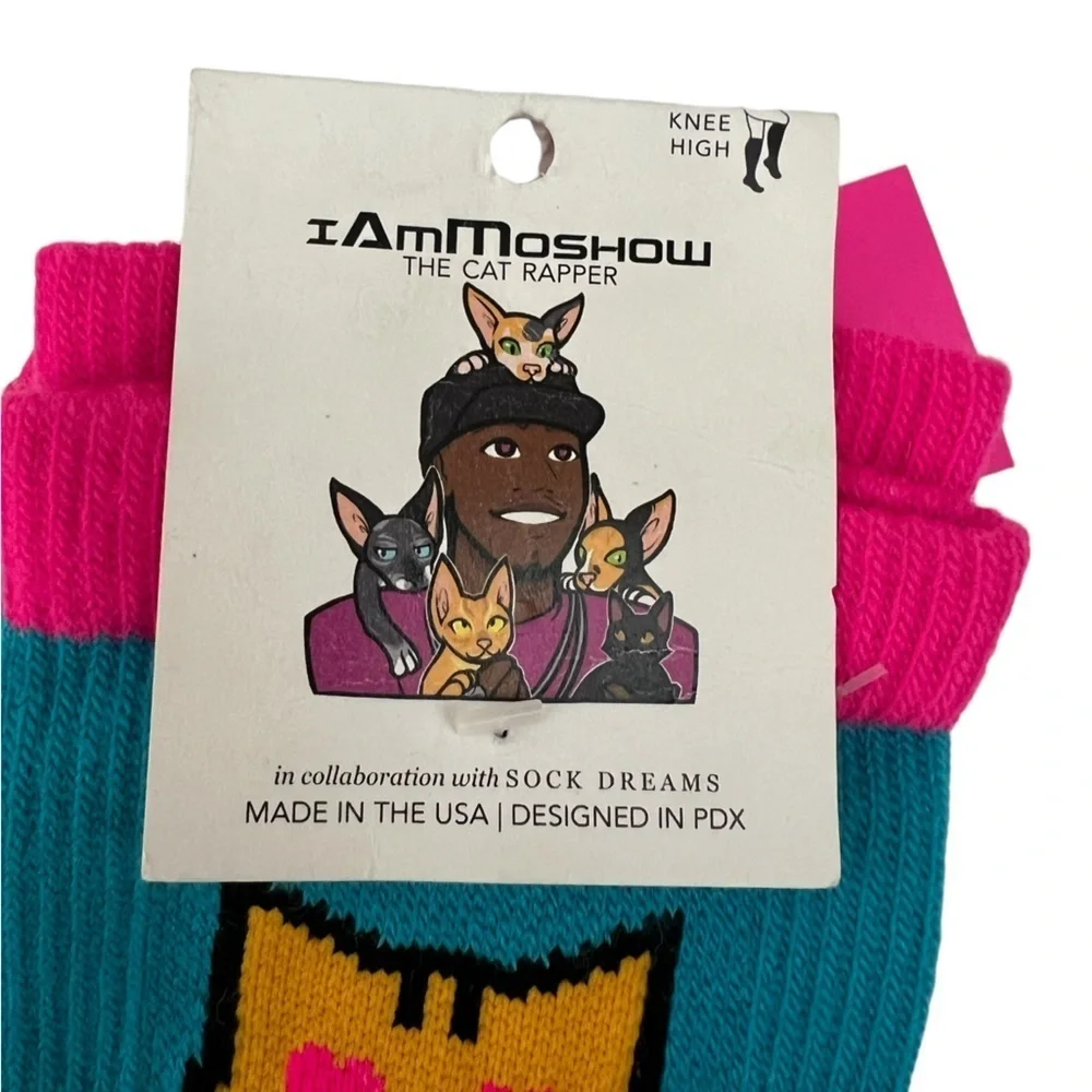 Sock Dreams Knee Length I Am Moshow The Cat Rapper Colorful Socks​​​​
